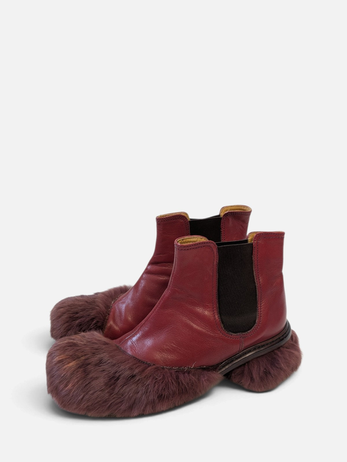 Customised fur-trimmed Chelsea boots (2000s)