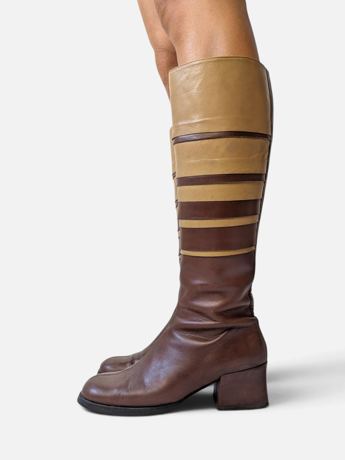 Striped colour-block boots (80s)
