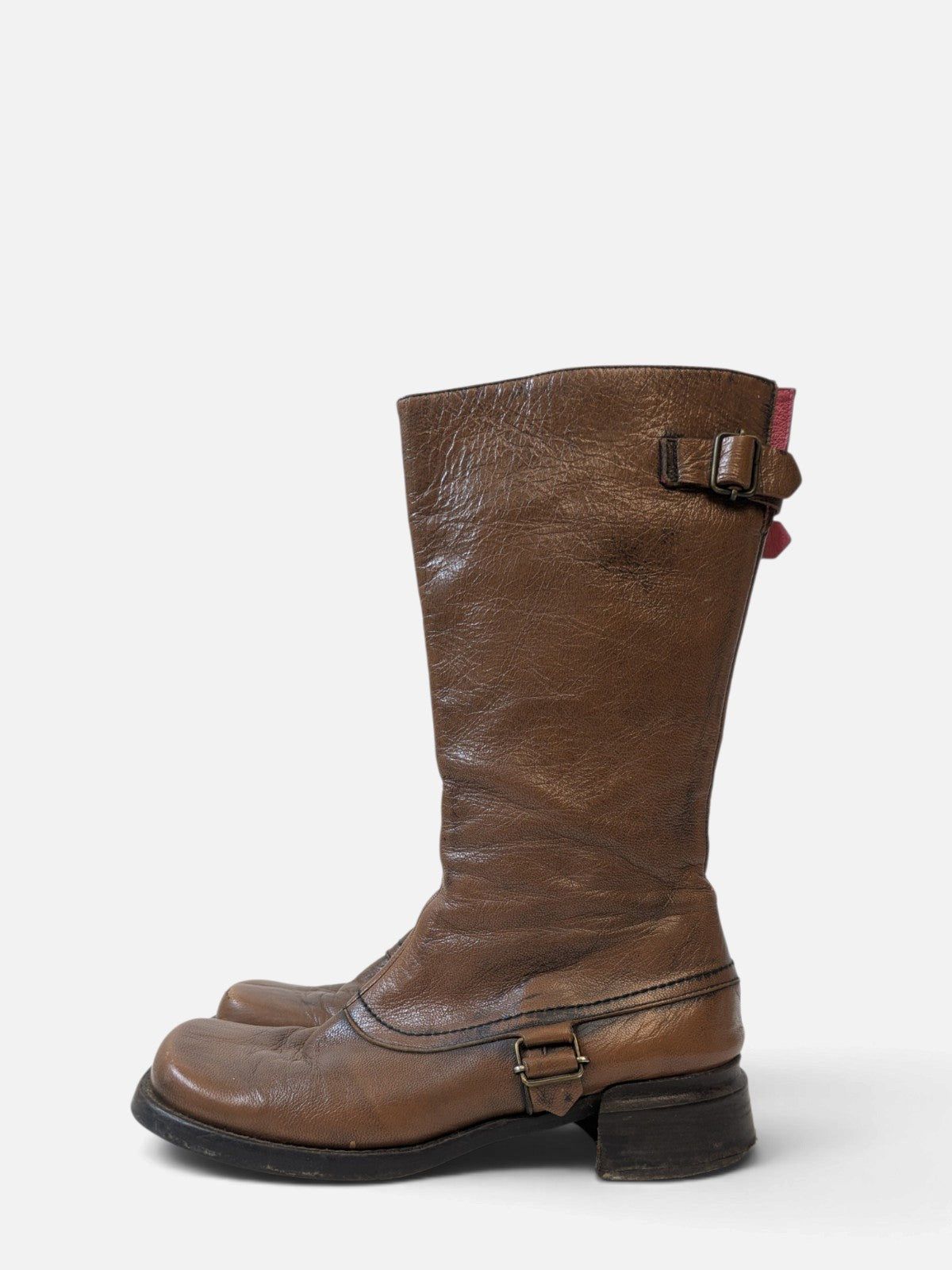 Spiral square-toe leather boots (2000s)