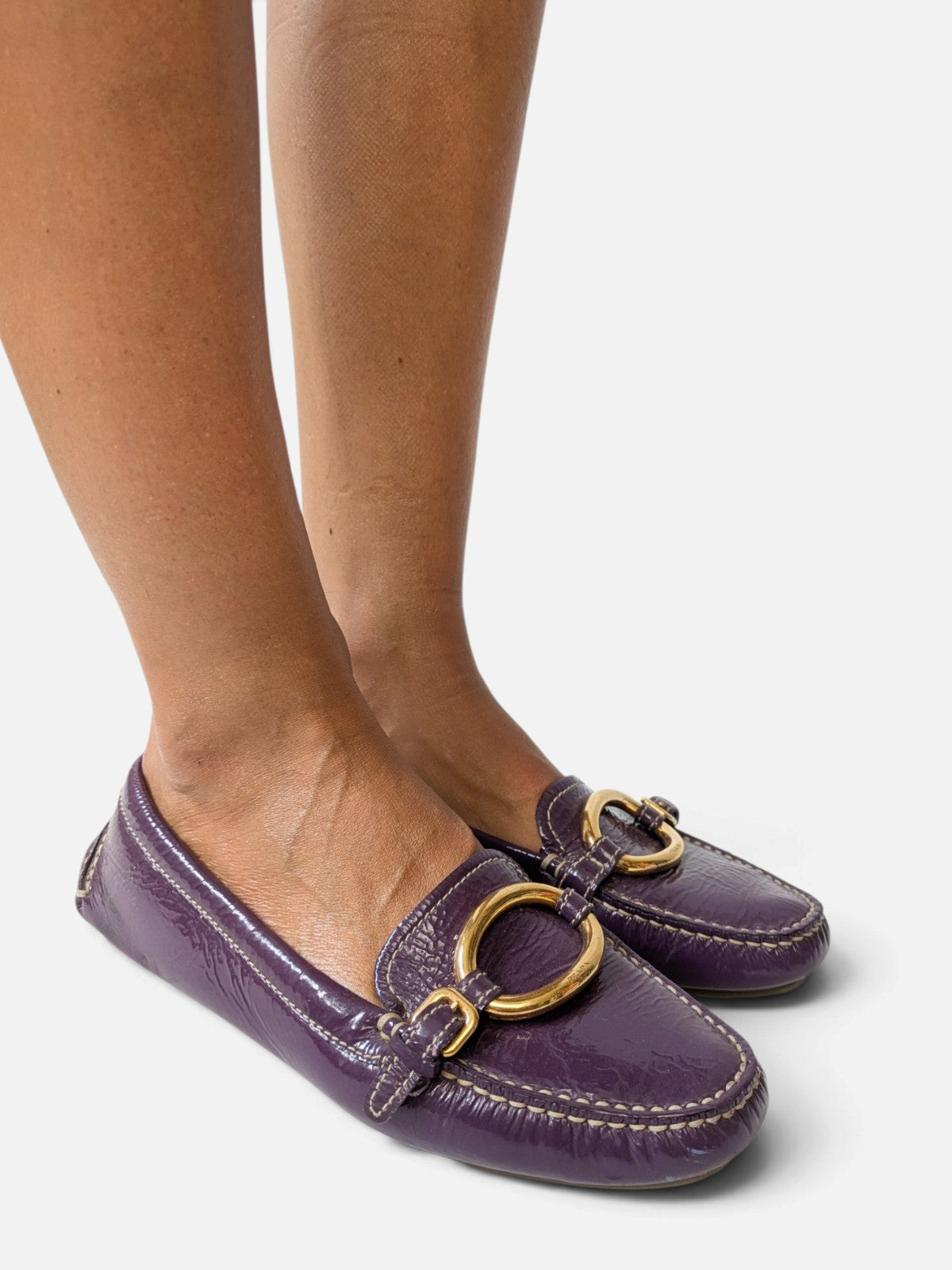 Prada purple patent leather loafers (2000s)