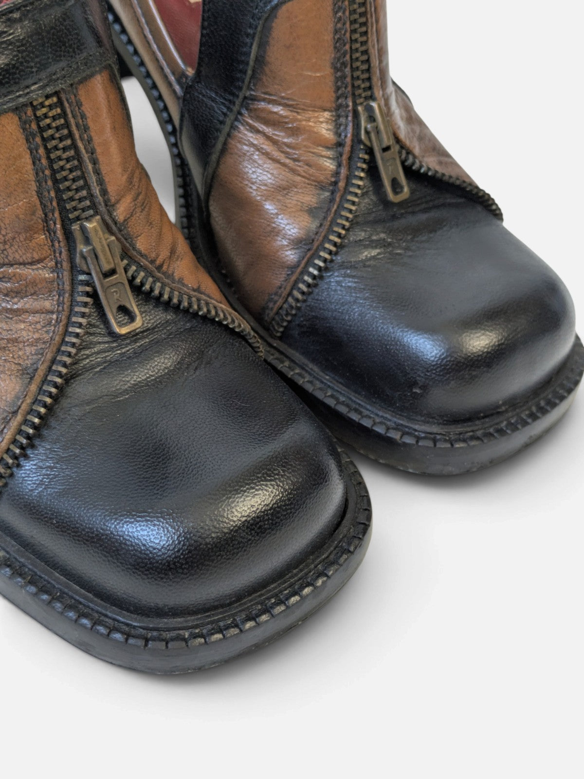 Spiral patchwork heel loafers (90s)