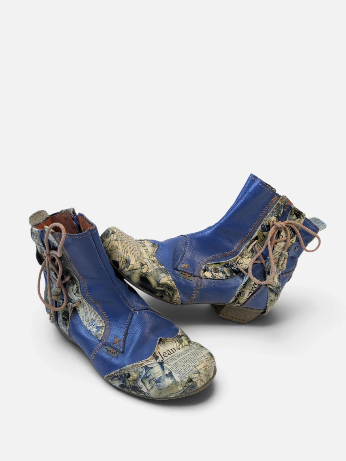Patchwork newsprint ankle boots (2000s)