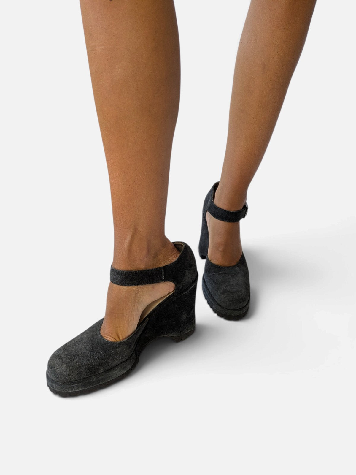 Miu Miu suede lug sole wedge Mary Janes (2000s)