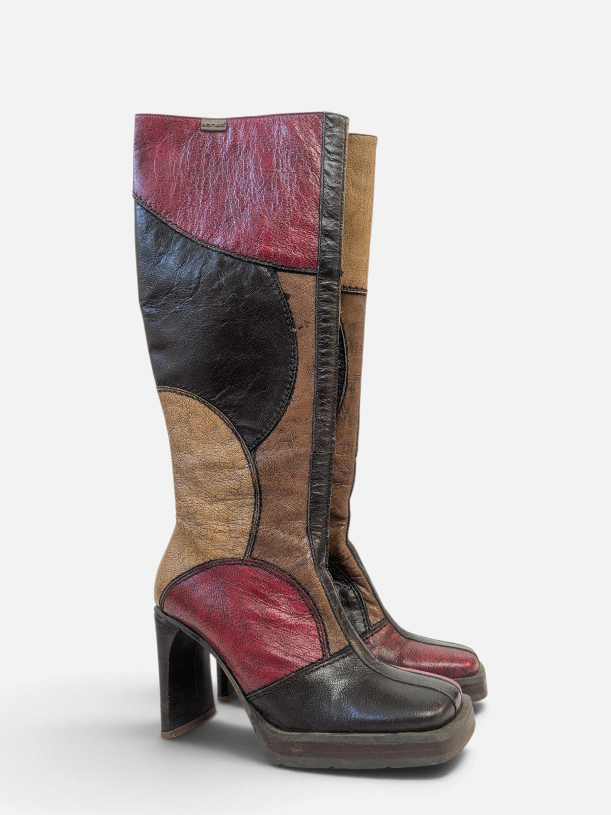 Rare Sonax patchwork platform knee-high boots (90s)