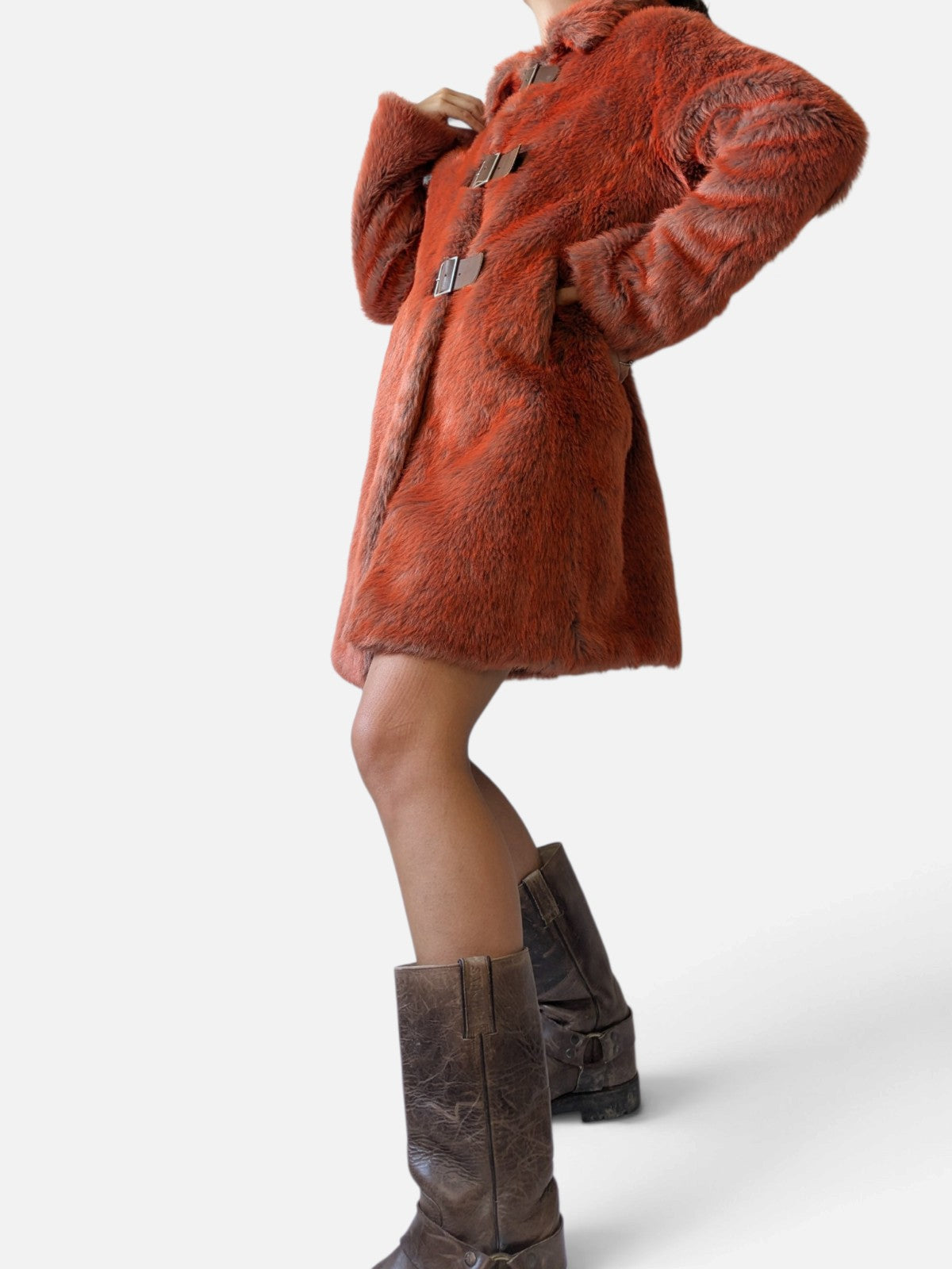 Fiorucci faux fur buckle coat (2000s)