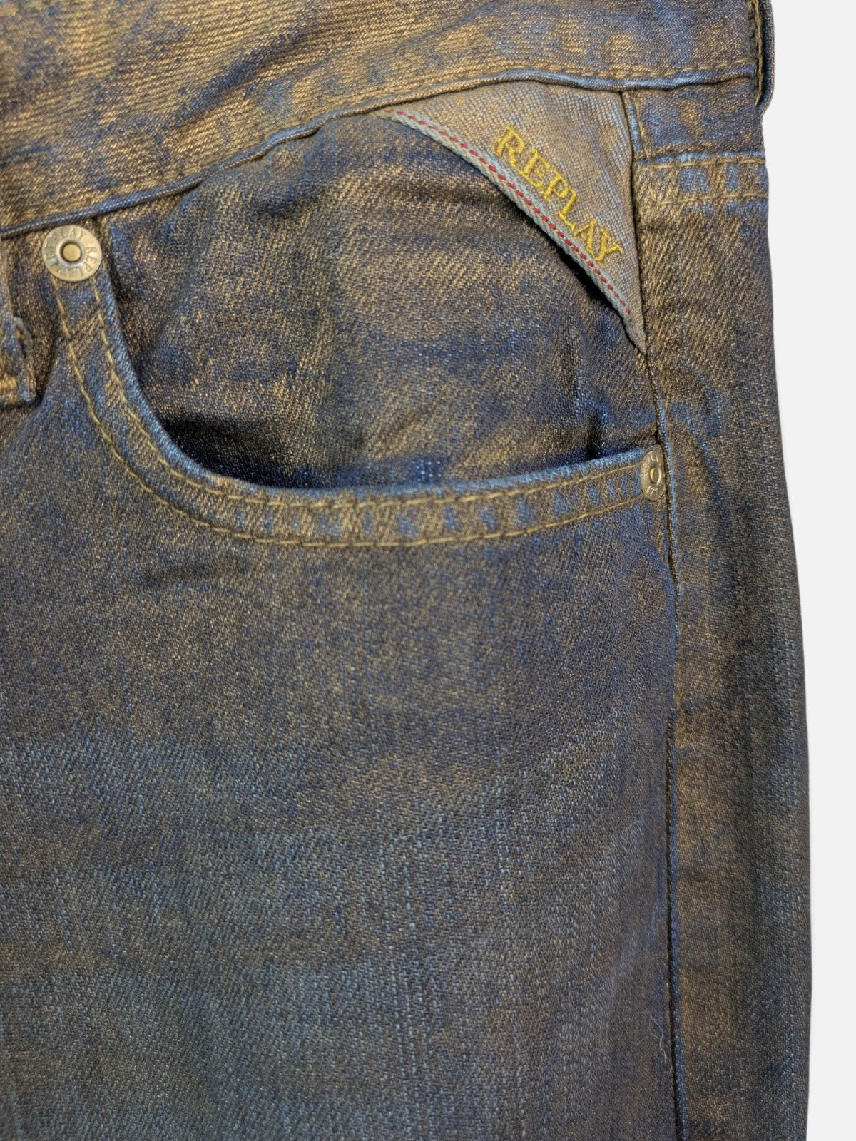 Replay coated gold denim bootcut jeans (2000s deadstock, new with tag)