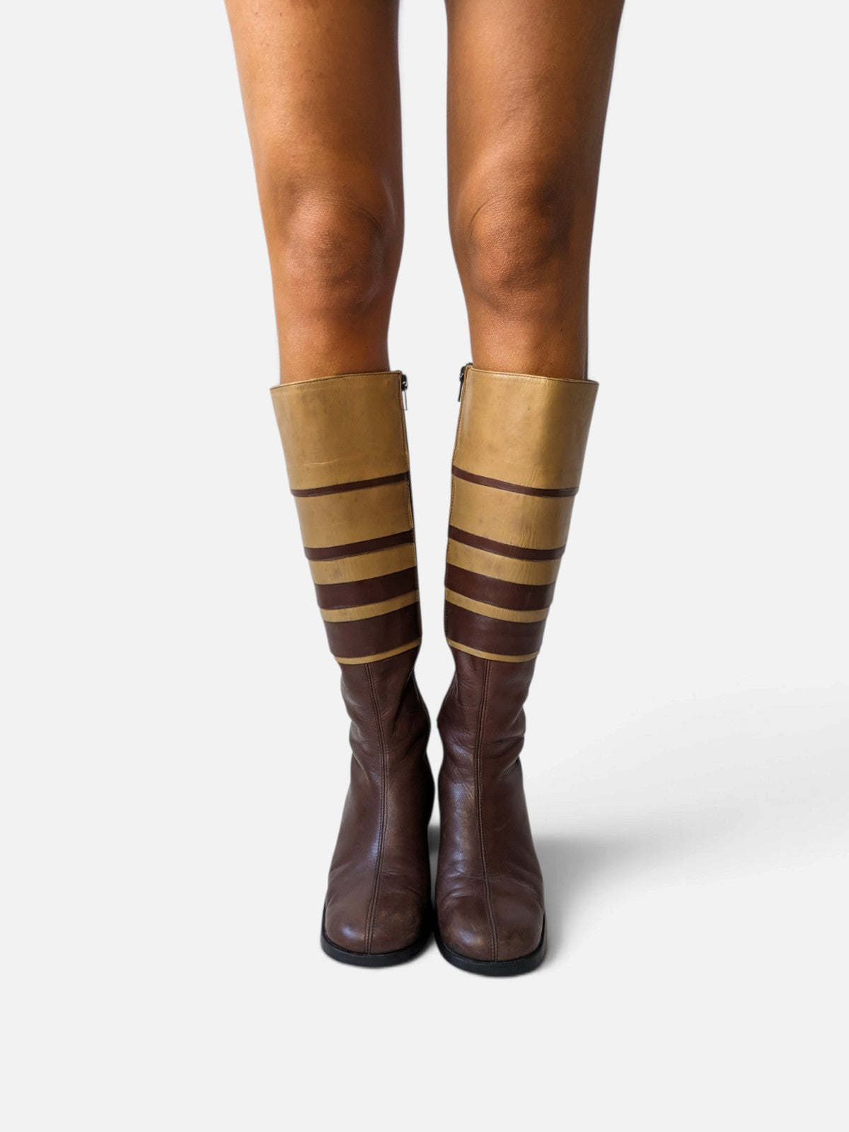 Striped colour-block boots (80s)