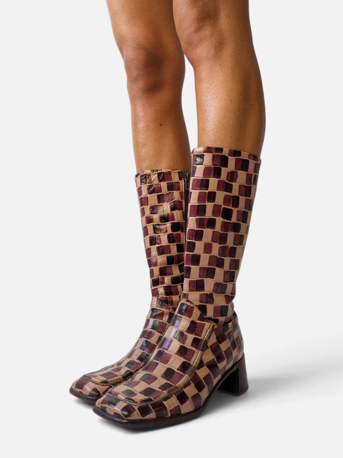 Anna Sui checkered leather boots (90s)