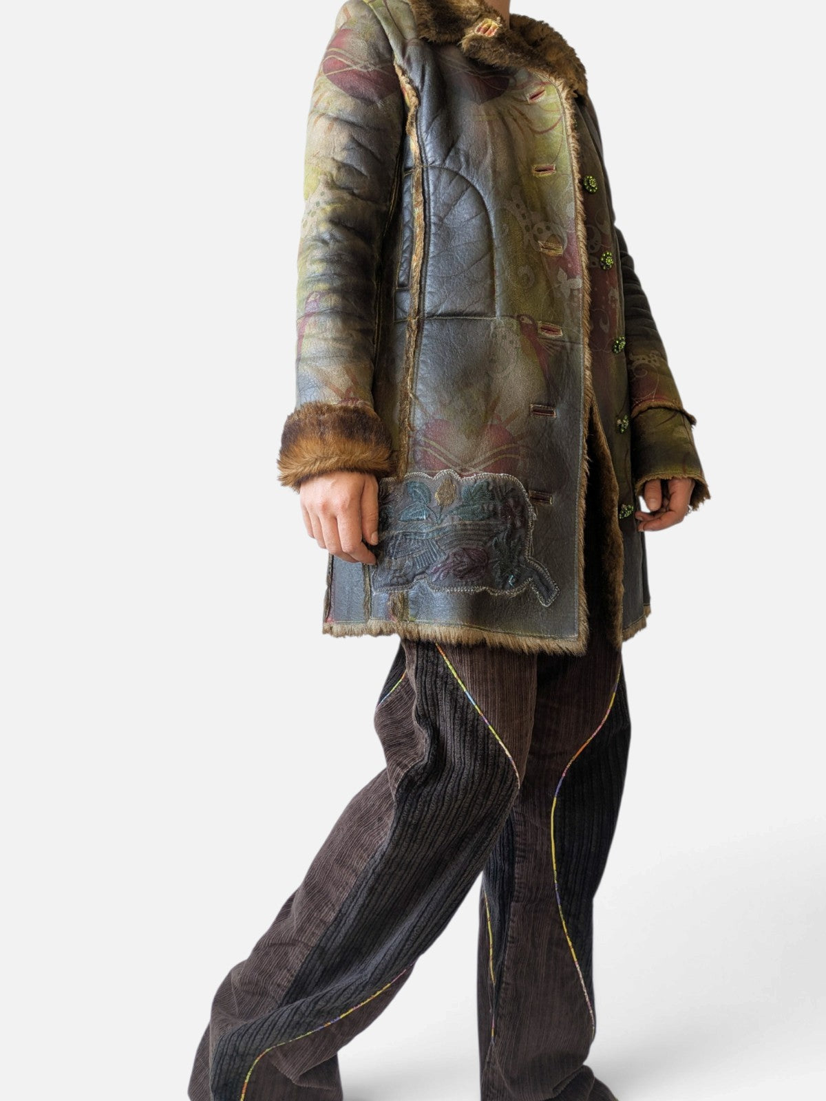 Custo Barcelona printed shearling coat (2000s)