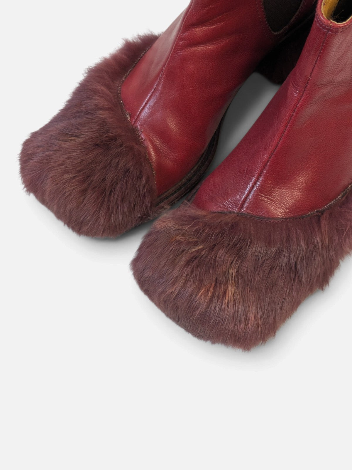 Customised fur-trimmed Chelsea boots (2000s)