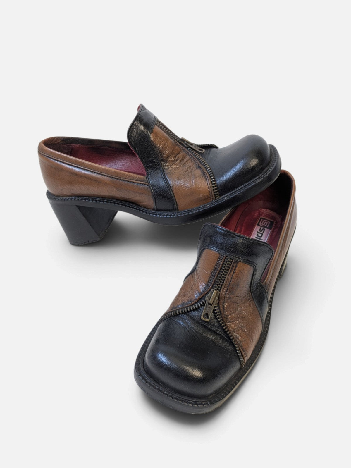 Spiral patchwork heel loafers (90s)