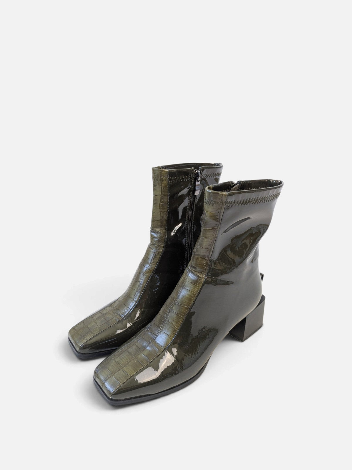 Glossy block heel ankle boots (2000s)