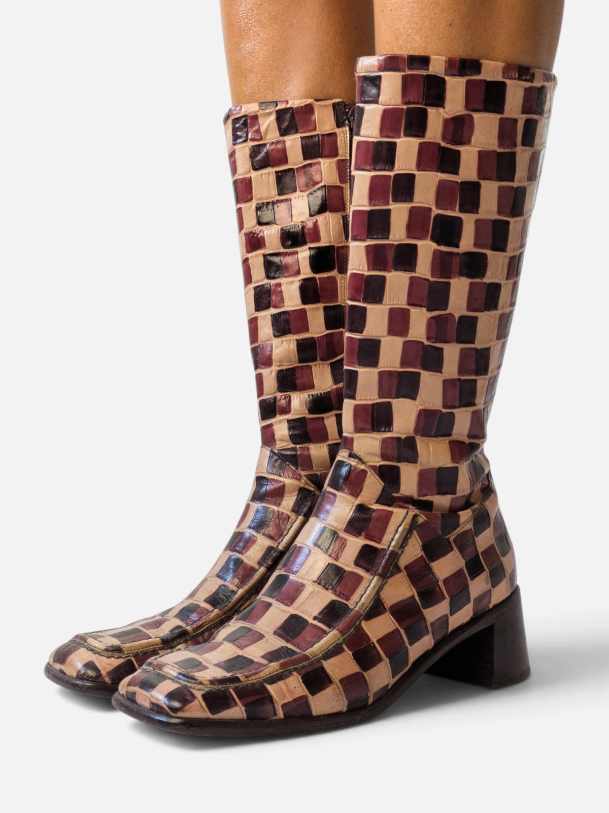 Anna Sui checkered leather boots (90s)