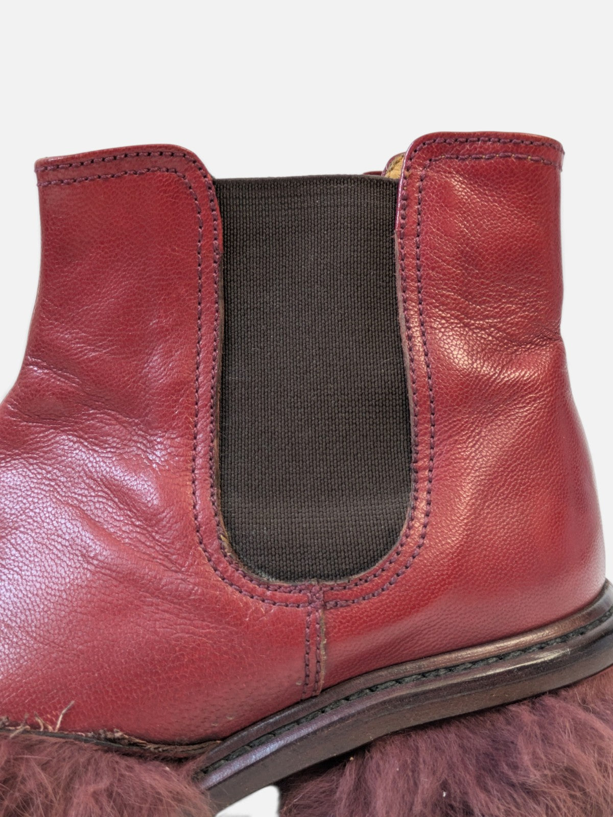 Customised fur-trimmed Chelsea boots (2000s)
