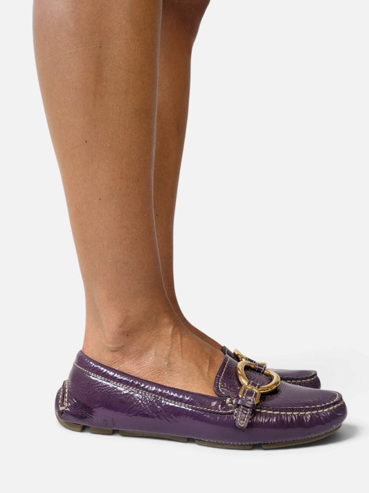 Prada purple patent leather loafers (2000s)