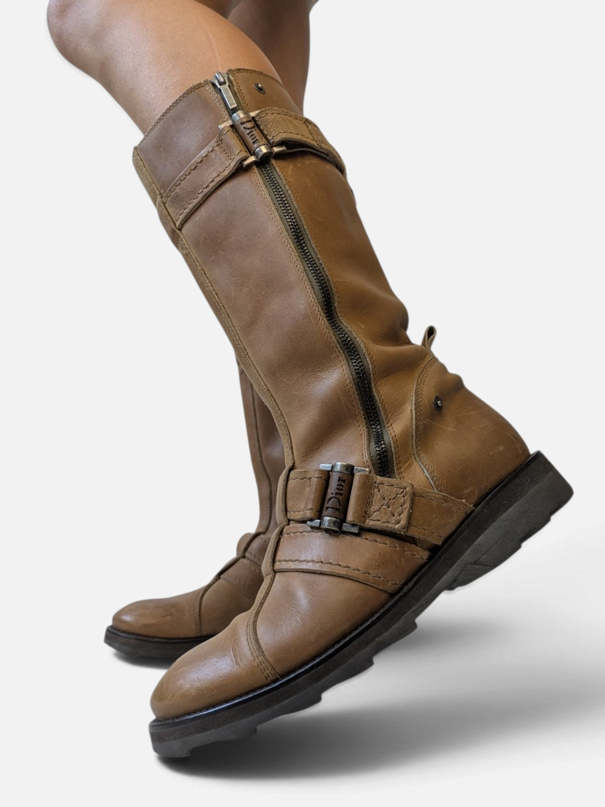 Christian Dior buckle biker boots (2000s/ John Galliano era)