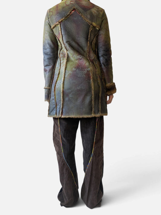 Custo Barcelona printed shearling coat (2000s)