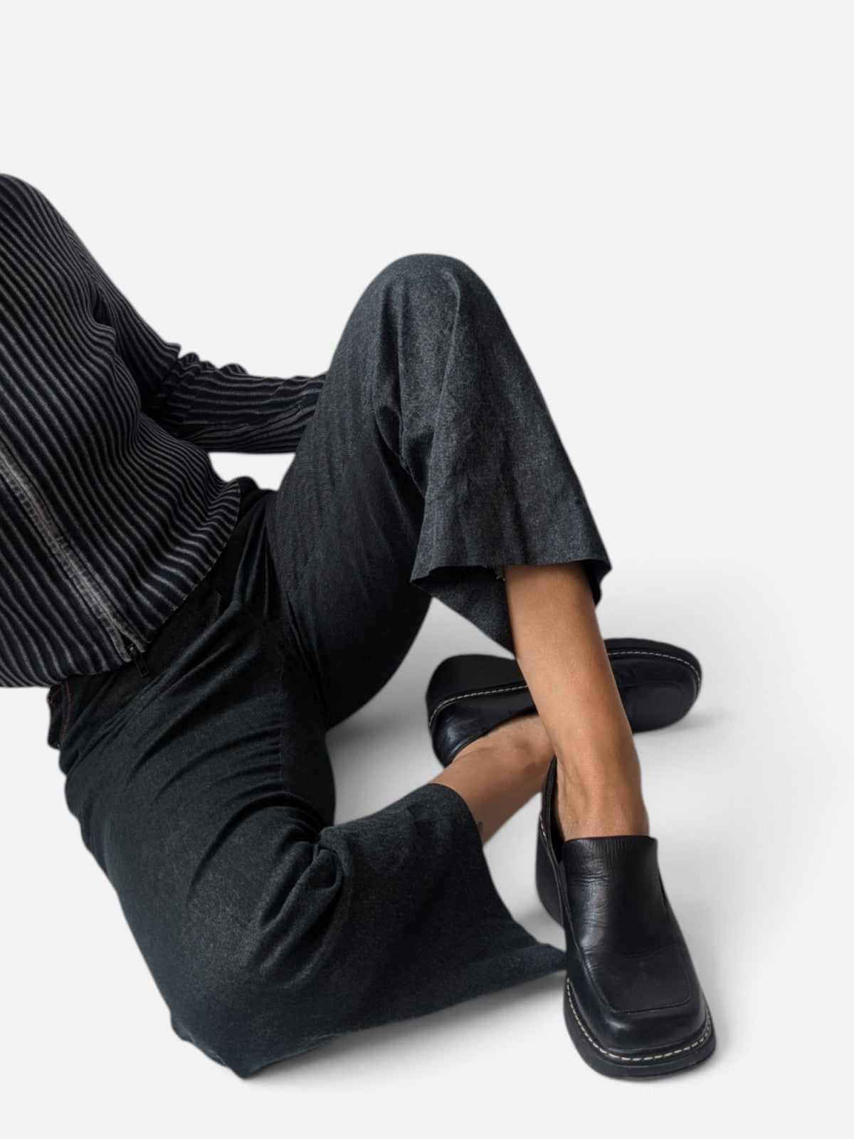Black square toe wedge loafers (2000s)