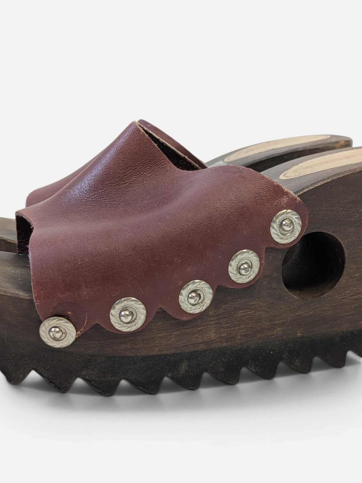 Rare sculptural wood platform sandals (90s)