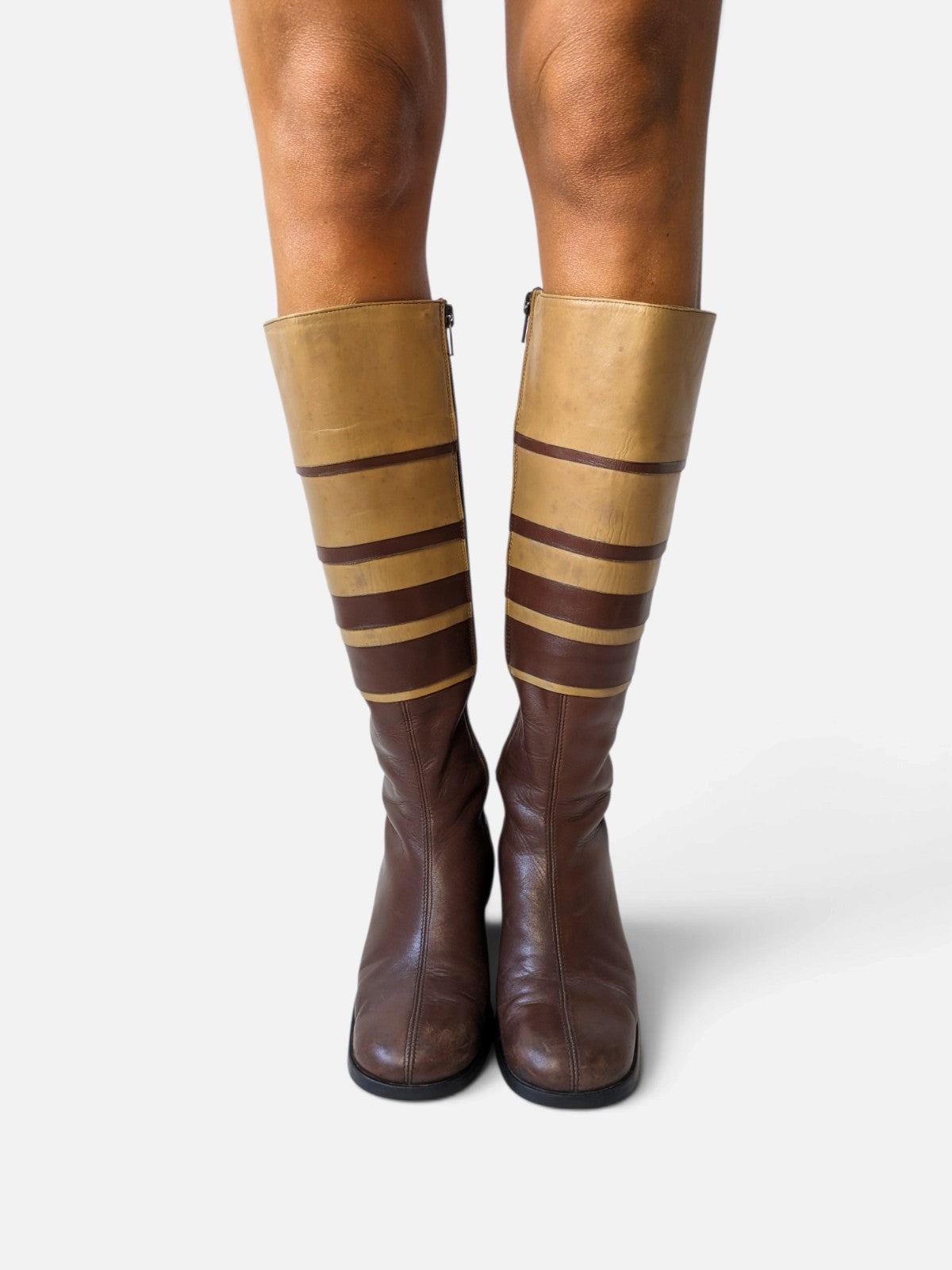 Striped colour-block boots (80s)