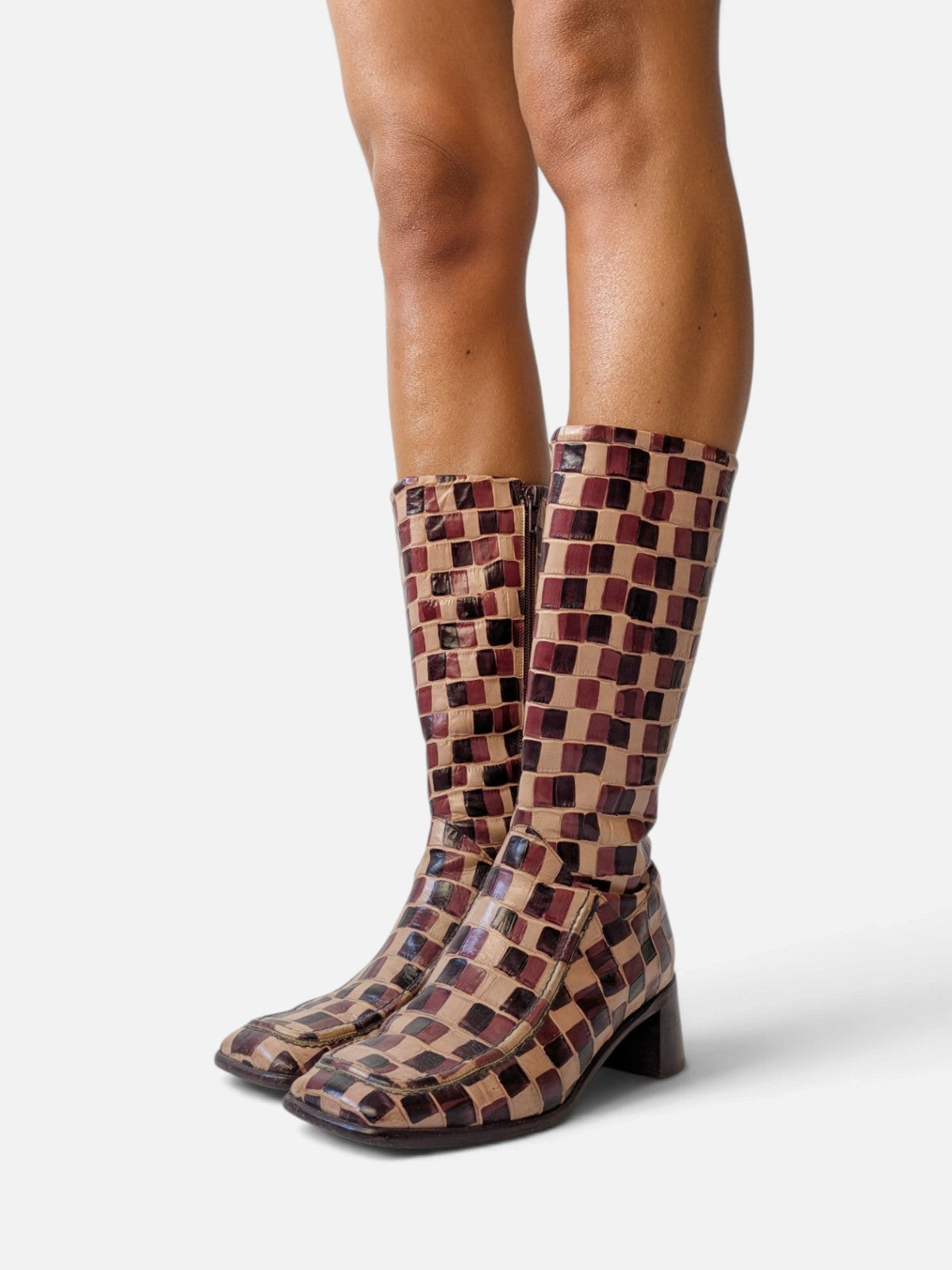 Anna Sui checkered leather boots (90s)