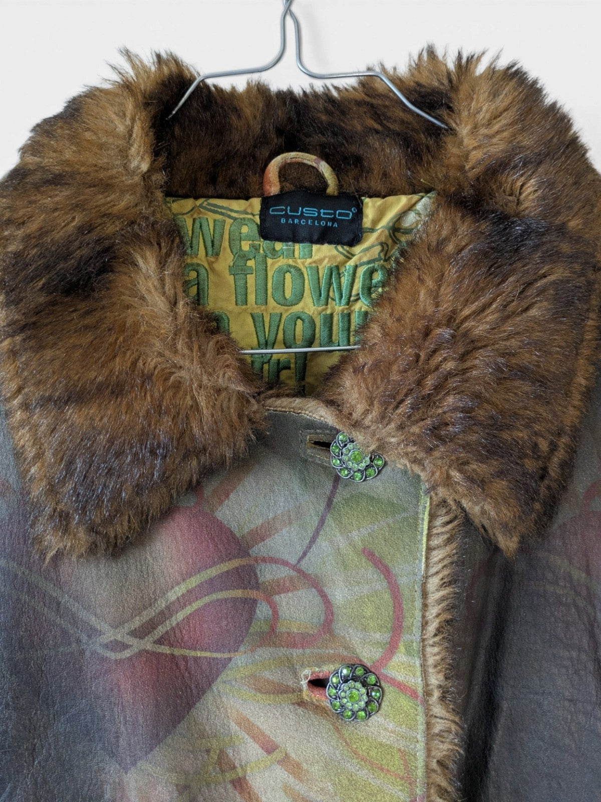 Custo Barcelona printed shearling coat (2000s)
