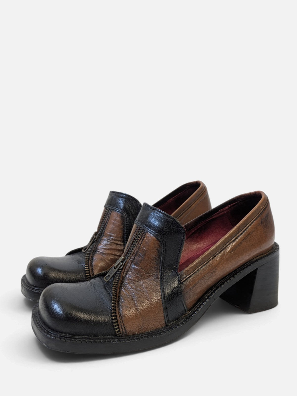 Spiral patchwork heel loafers (90s)