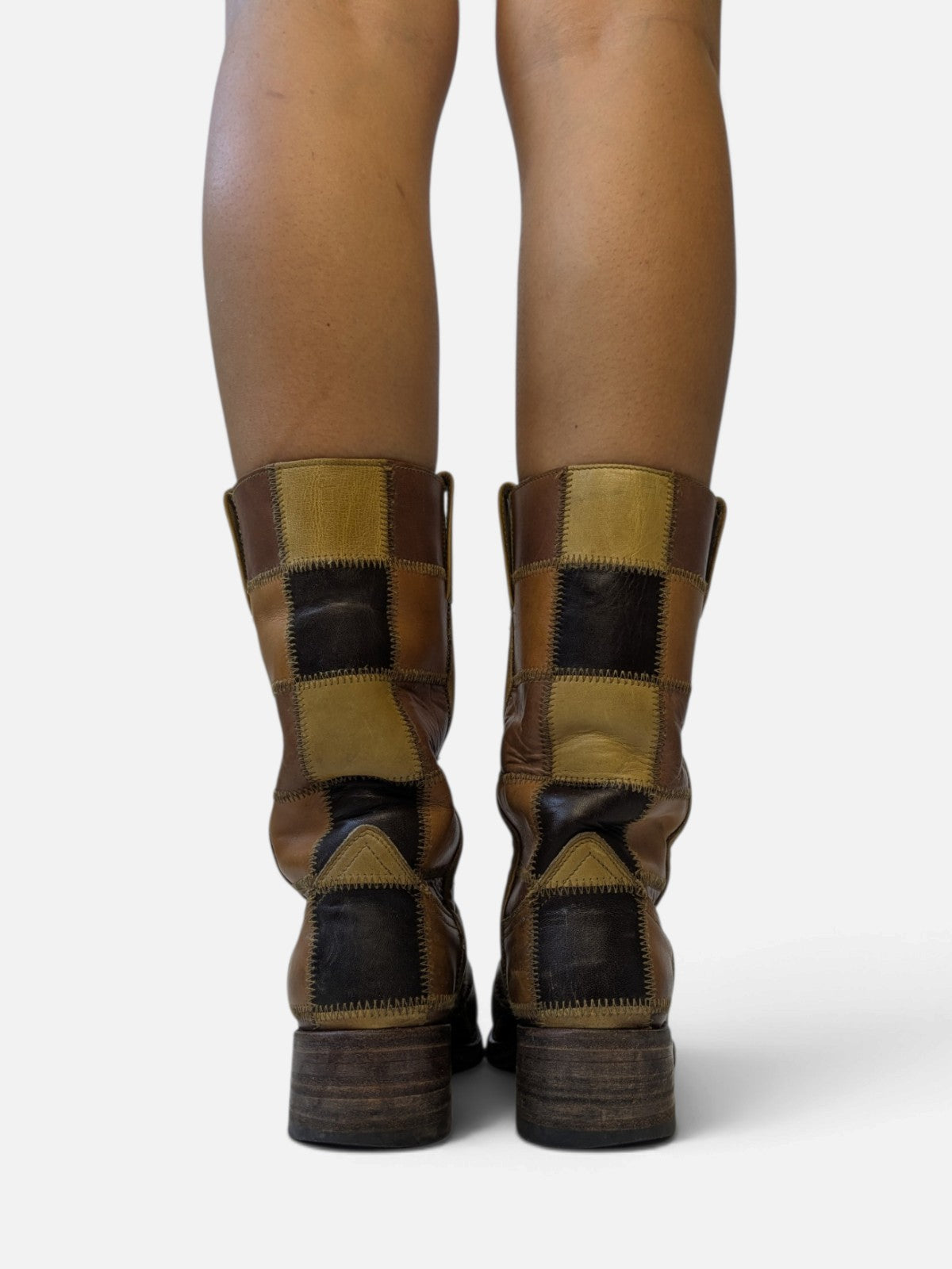 Checkered patchwork boots by Sendra for Dr. Adams (90s)