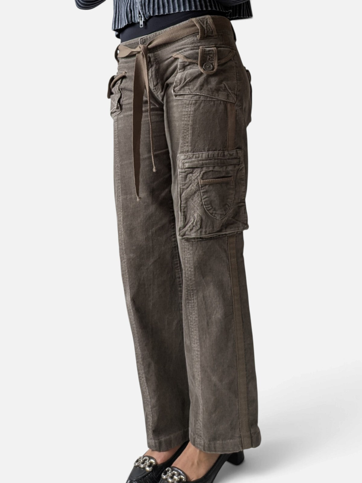 Low waist corduroy cargo trousers (2000s)