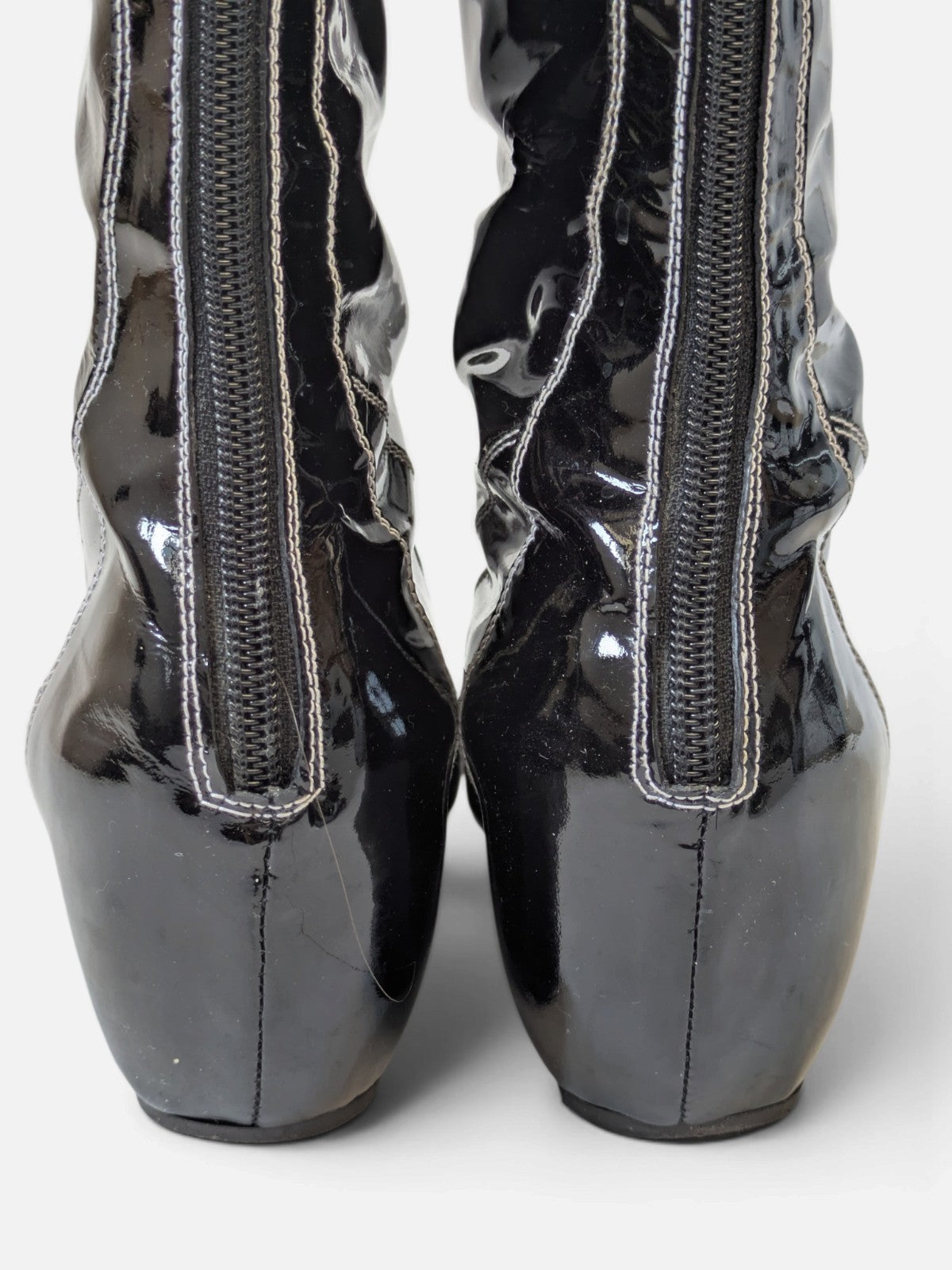Patent leather grommet lace-up boots (2000s)