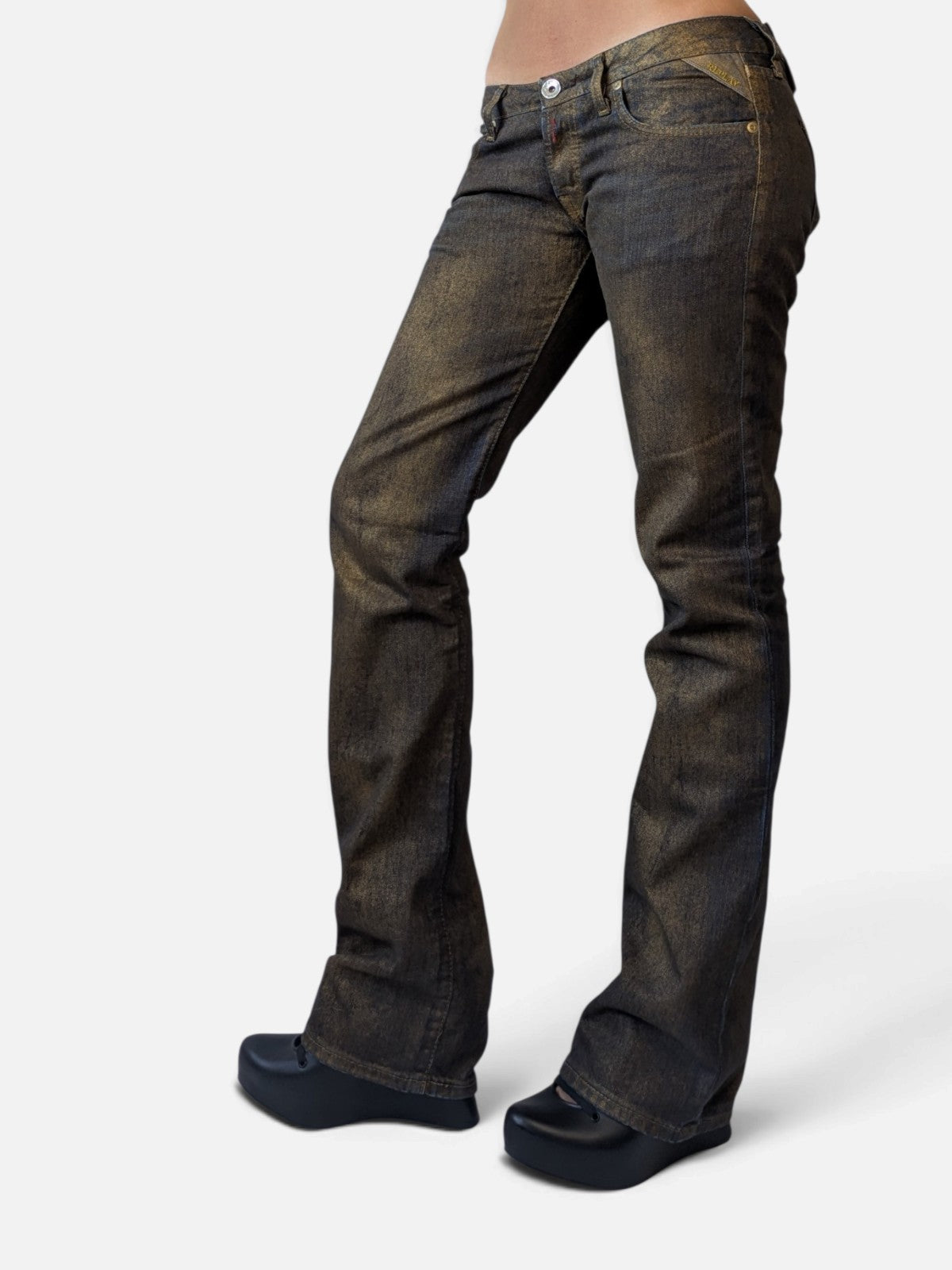 Replay coated gold denim bootcut jeans (2000s deadstock, new with tag)