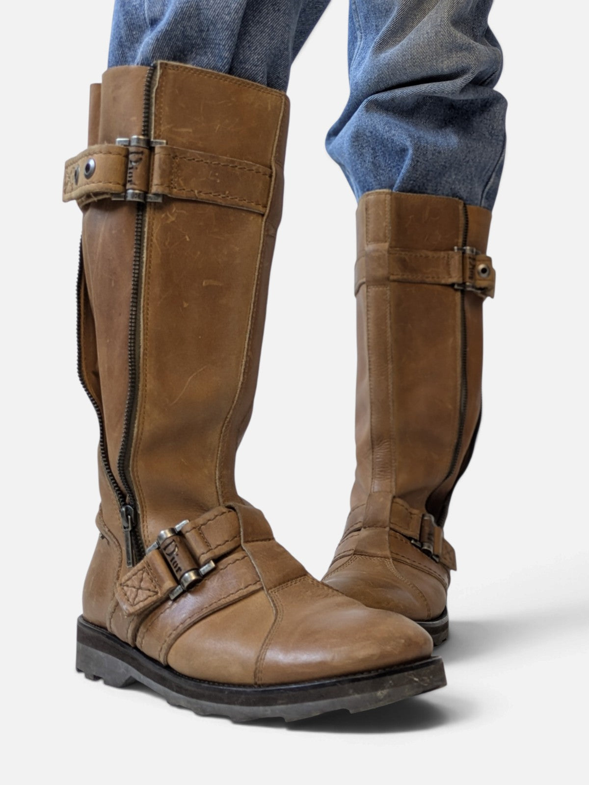 Christian Dior buckle biker boots (2000s/ John Galliano era)