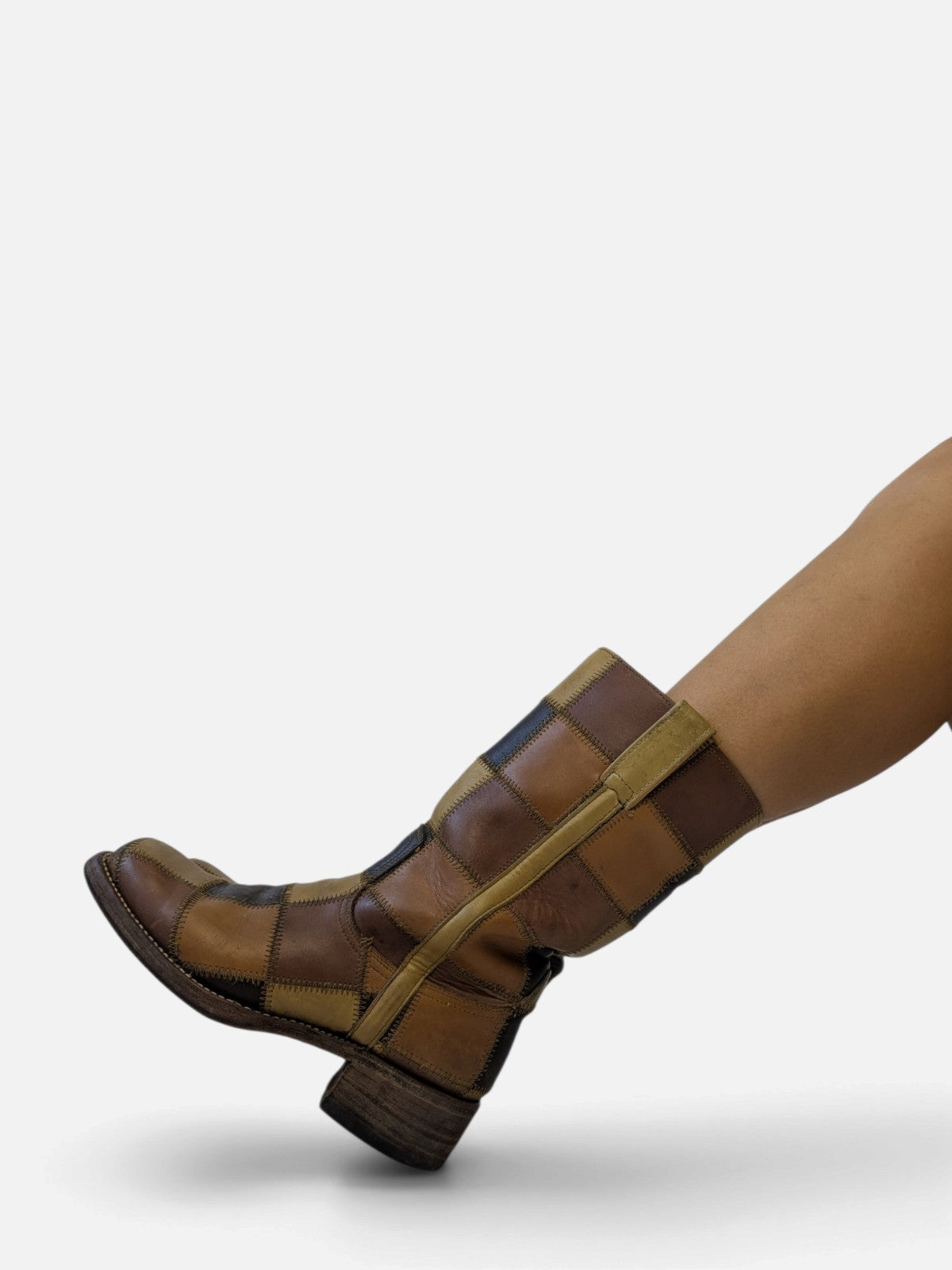 Checkered patchwork boots by Sendra for Dr. Adams (90s)