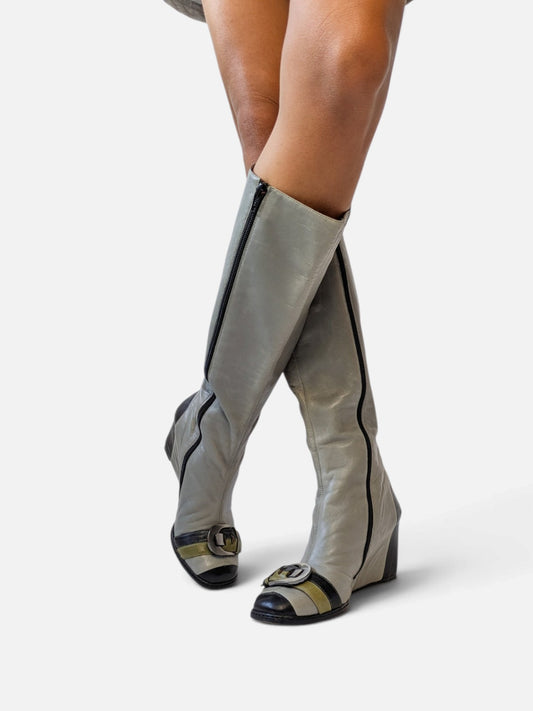 Retro futuristic wedge boots (2000s)