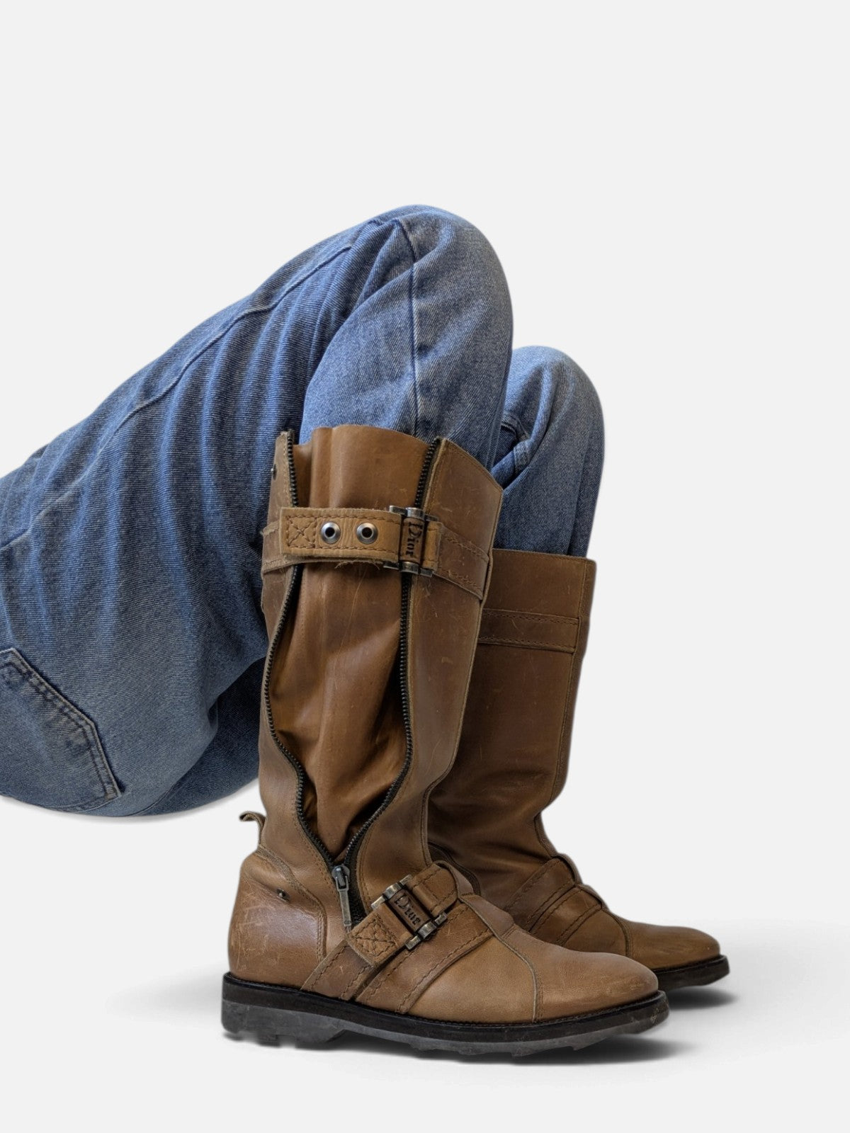 Christian Dior buckle biker boots (2000s/ John Galliano era)
