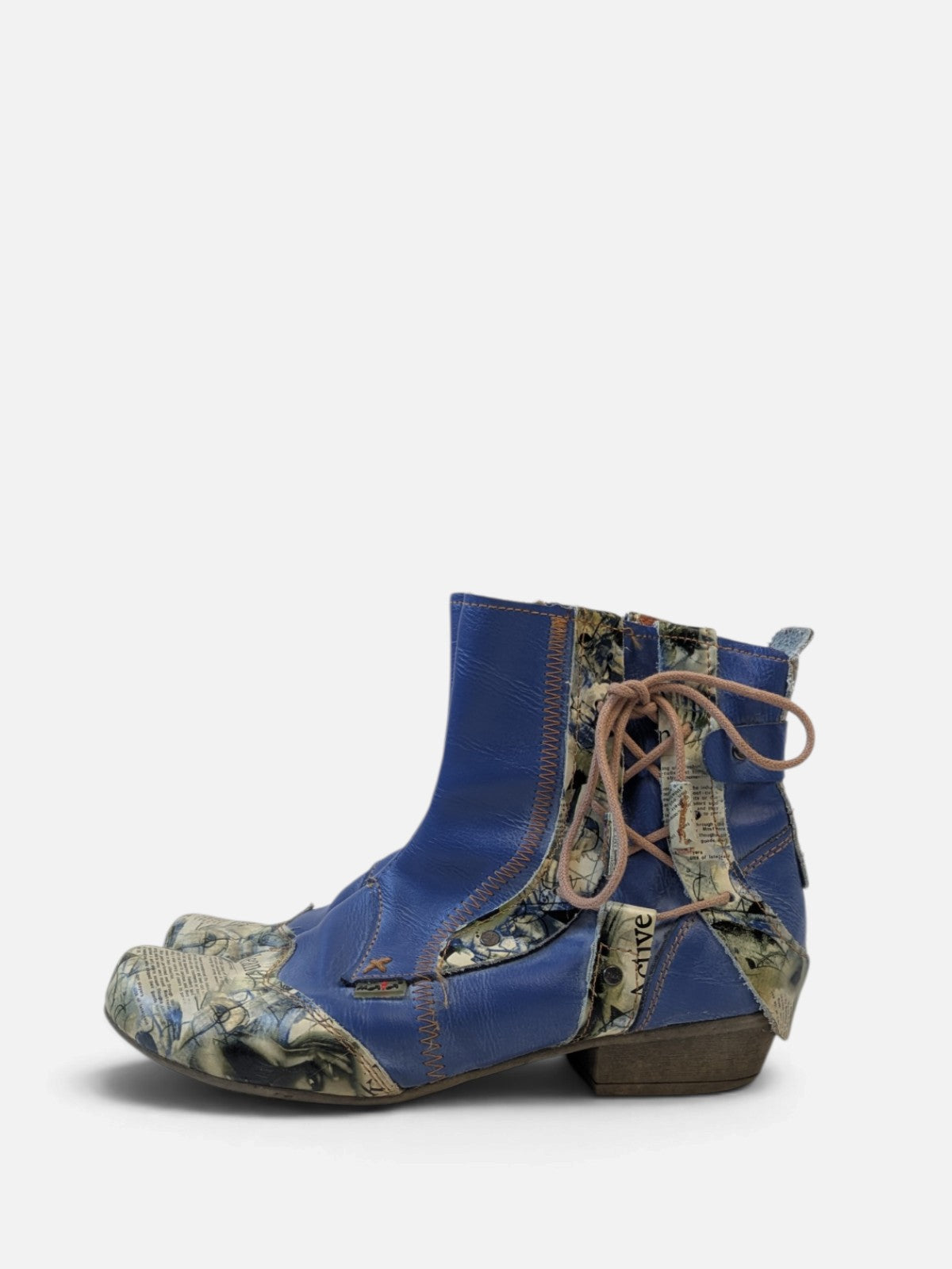 Patchwork newsprint ankle boots (2000s)