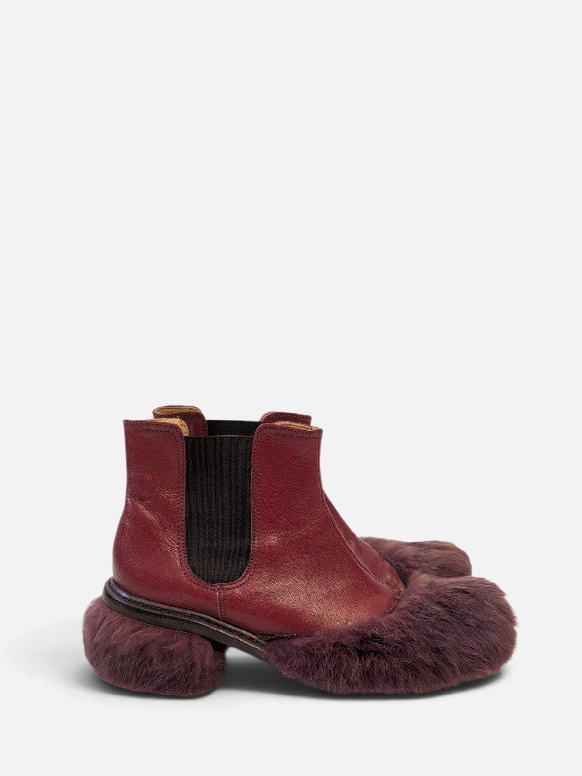 Customised fur-trimmed Chelsea boots (2000s)