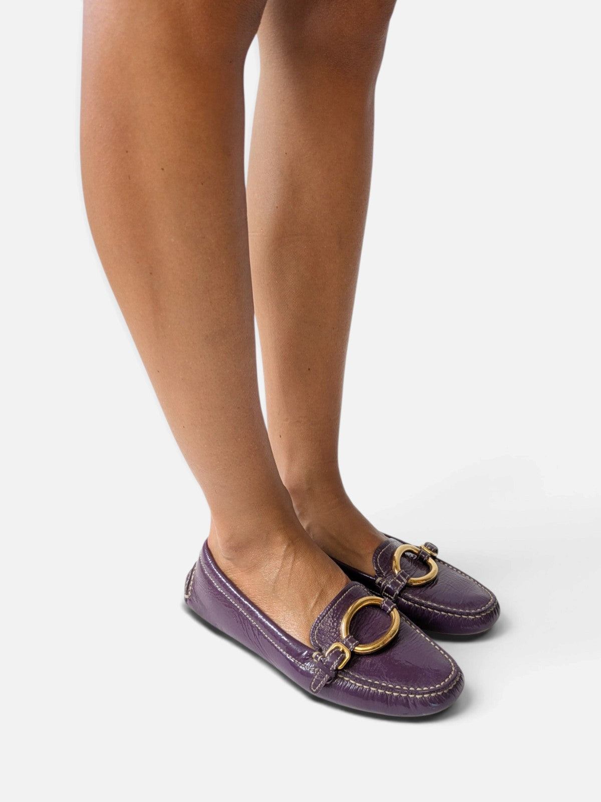 Prada purple patent leather loafers (2000s)