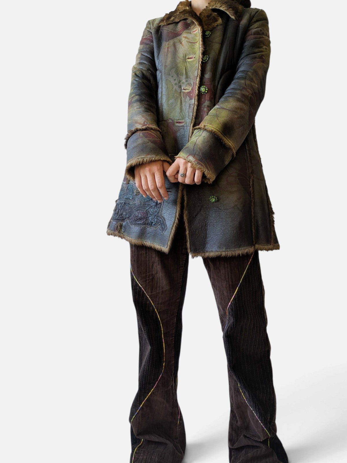 Custo Barcelona printed shearling coat (2000s)