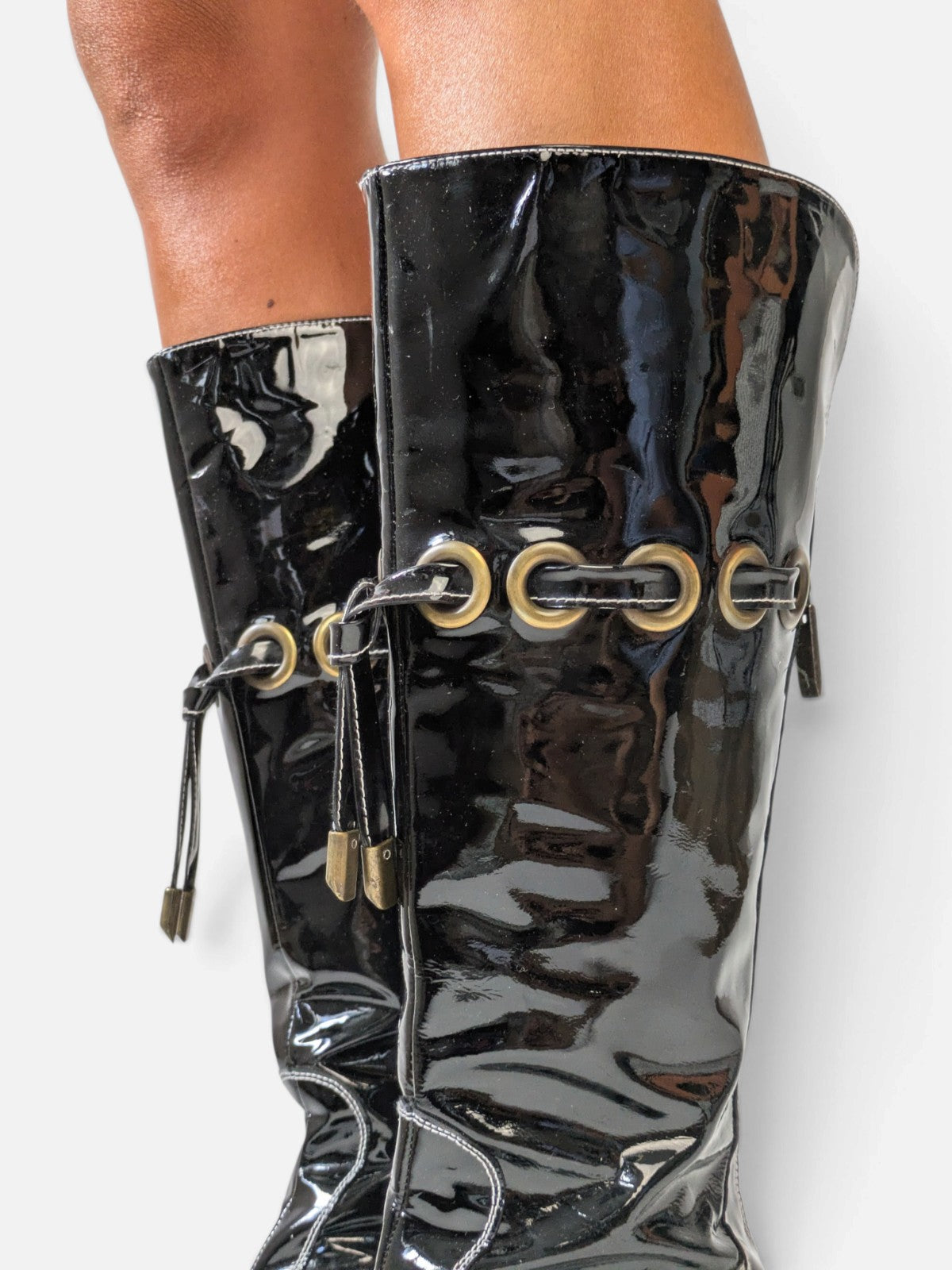 Patent leather grommet lace-up boots (2000s)