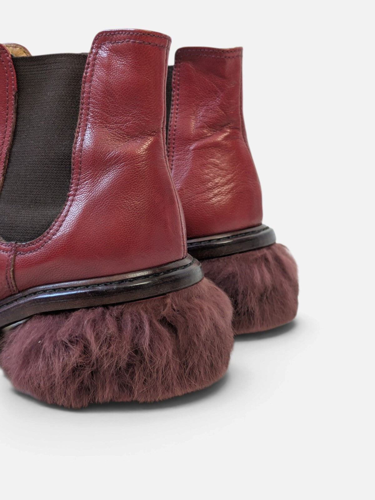 Customised fur-trimmed Chelsea boots (2000s)
